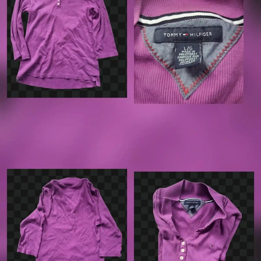 Polo mauve pour femme Tommy Hilfiger en taille L. Fripes Sélect