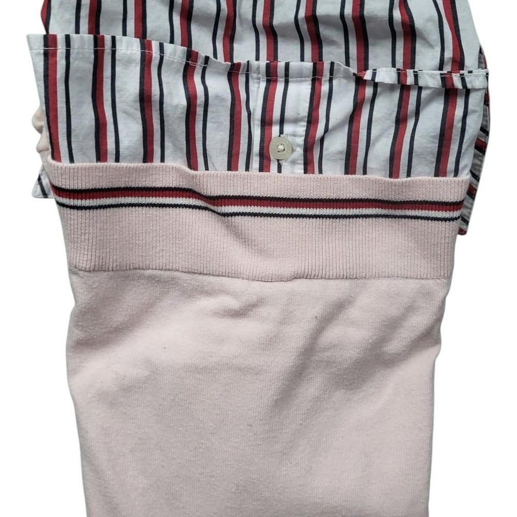 Pull femme Tommy Hilfiger, col V rose pâle, style chemise - Vintage