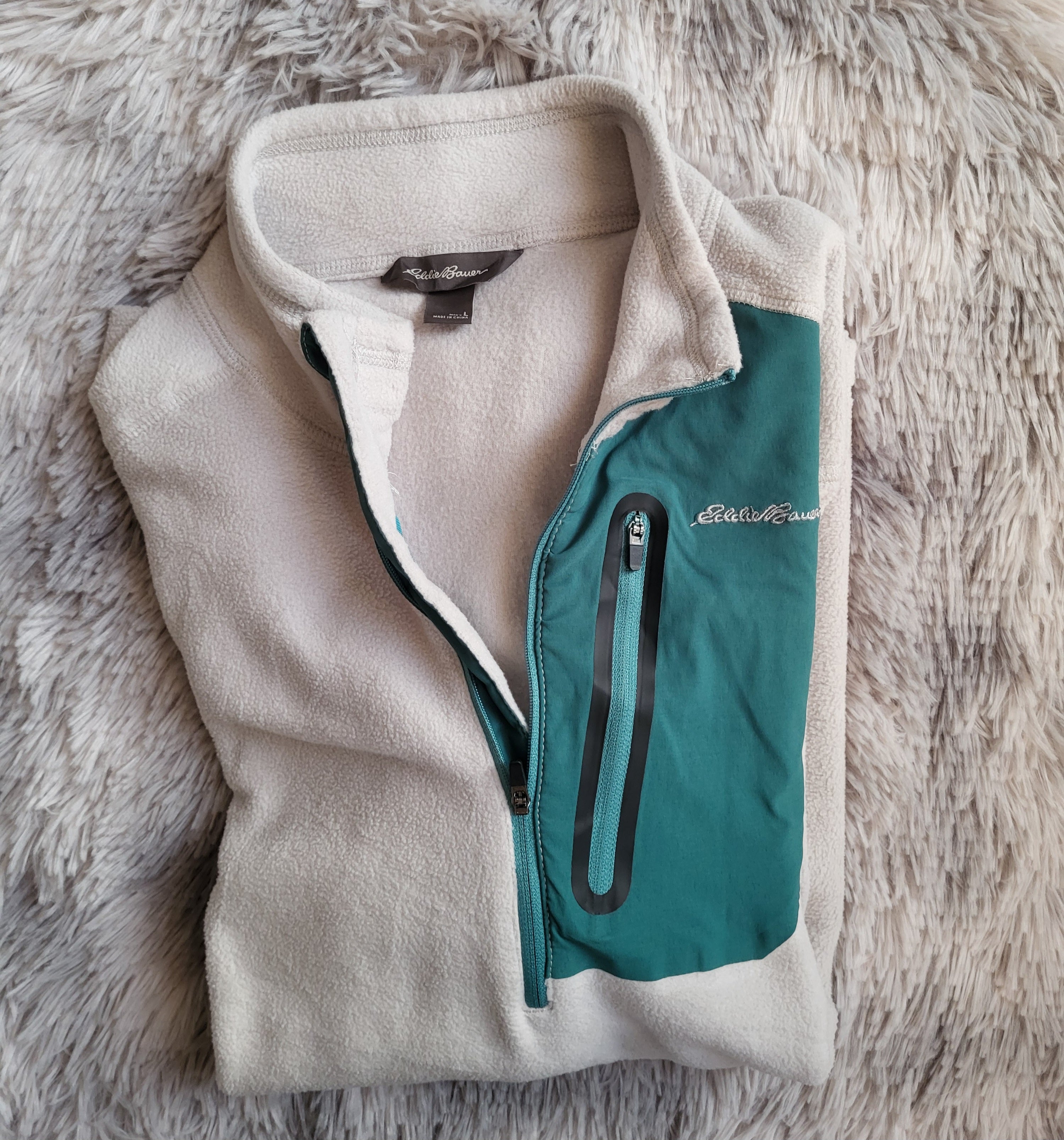 Pullover Polaire Eddie Bauer Cloud Layer Pro 1/4-Zip - Gris & Turquoise - Taille L