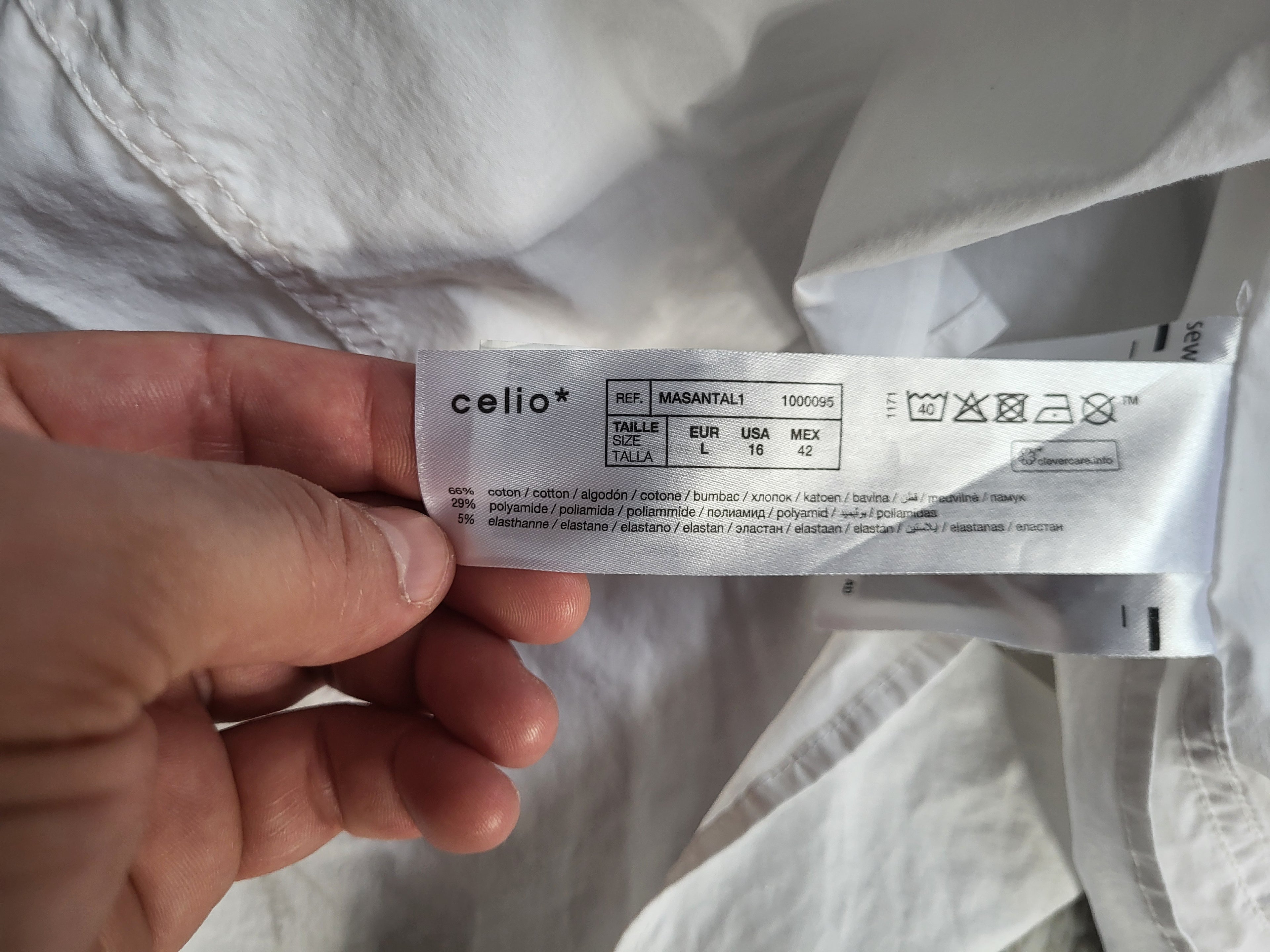 Chemise Celio Blanche Masantal - Taille L - Coupe Slim Fit - Coton Stretch Confort - Basique Homme