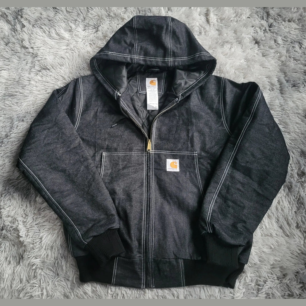 Veste Carhartt Active Jacket Denim Bleu Foncé Homme - Made in USA - Vintage - Taille L 