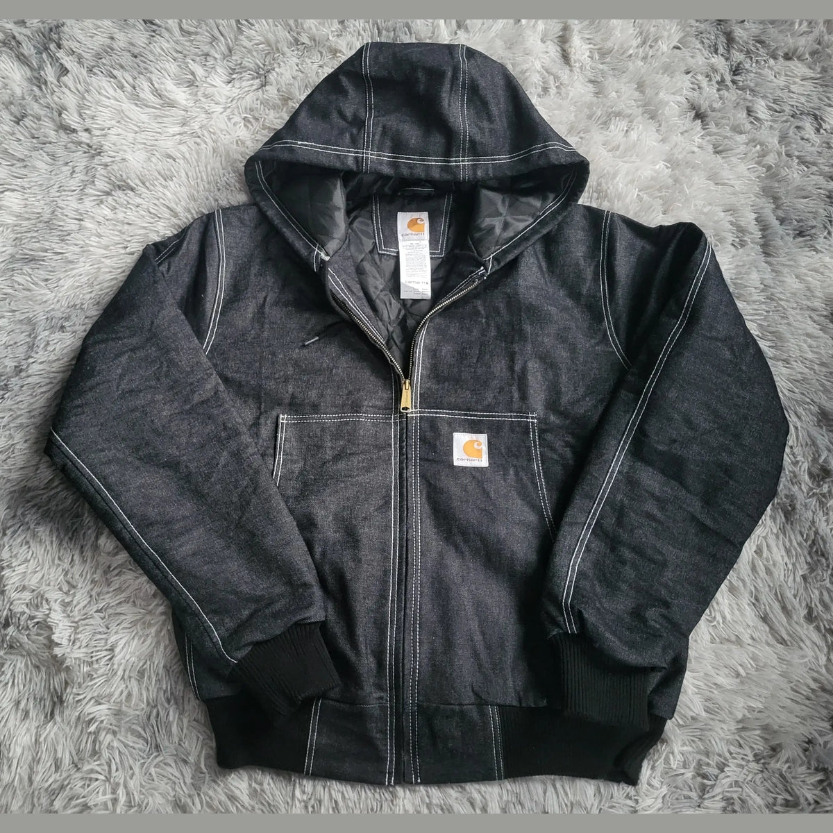 Veste Carhartt Active Jacket Denim Bleu Foncé Homme - Made in USA - Vintage - Taille L 