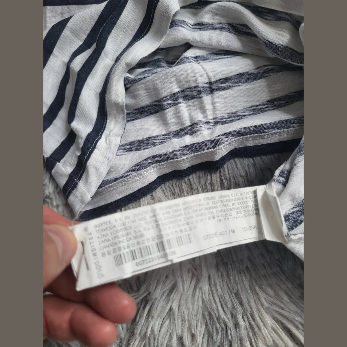Chemise rayée blanche et bleu marine Zara, taille M. Fripes Sélect
