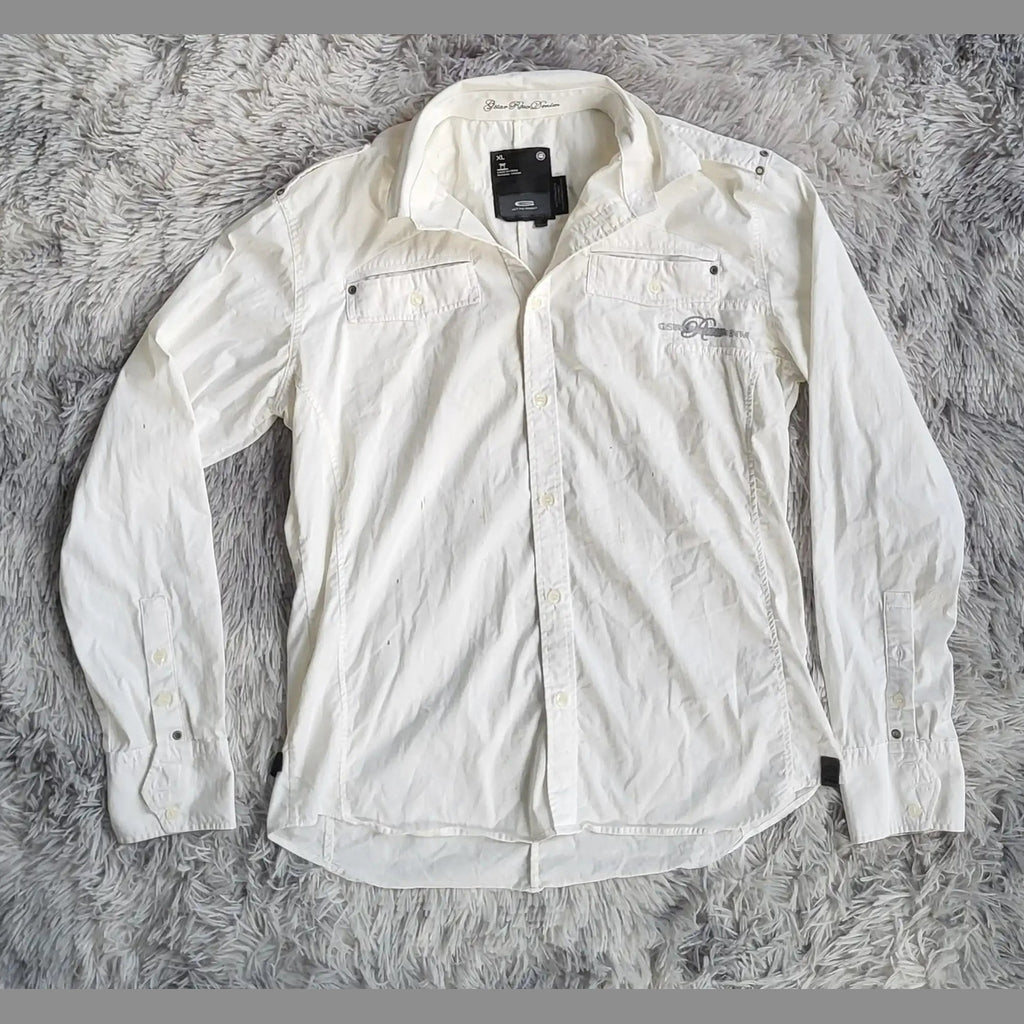 Chemise G-Star RAW Landoh Slim Blanche - Taille XL - Style Utilitaire Tacoma - Coton Premium