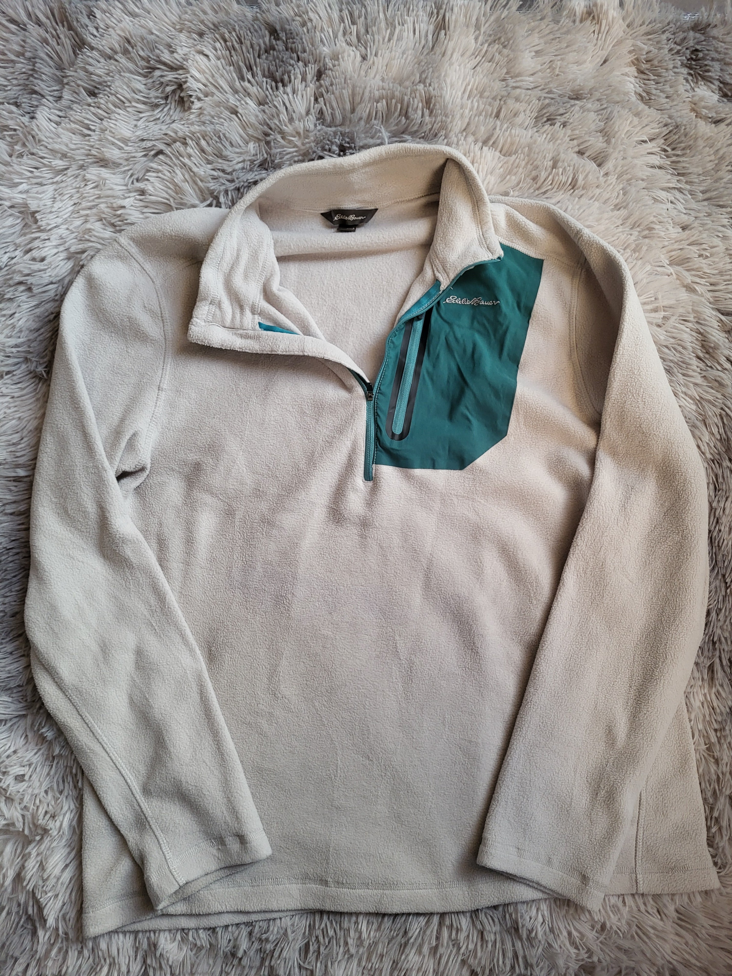 Pullover Polaire Eddie Bauer Cloud Layer Pro 1/4-Zip - Gris & Turquoise - Taille L