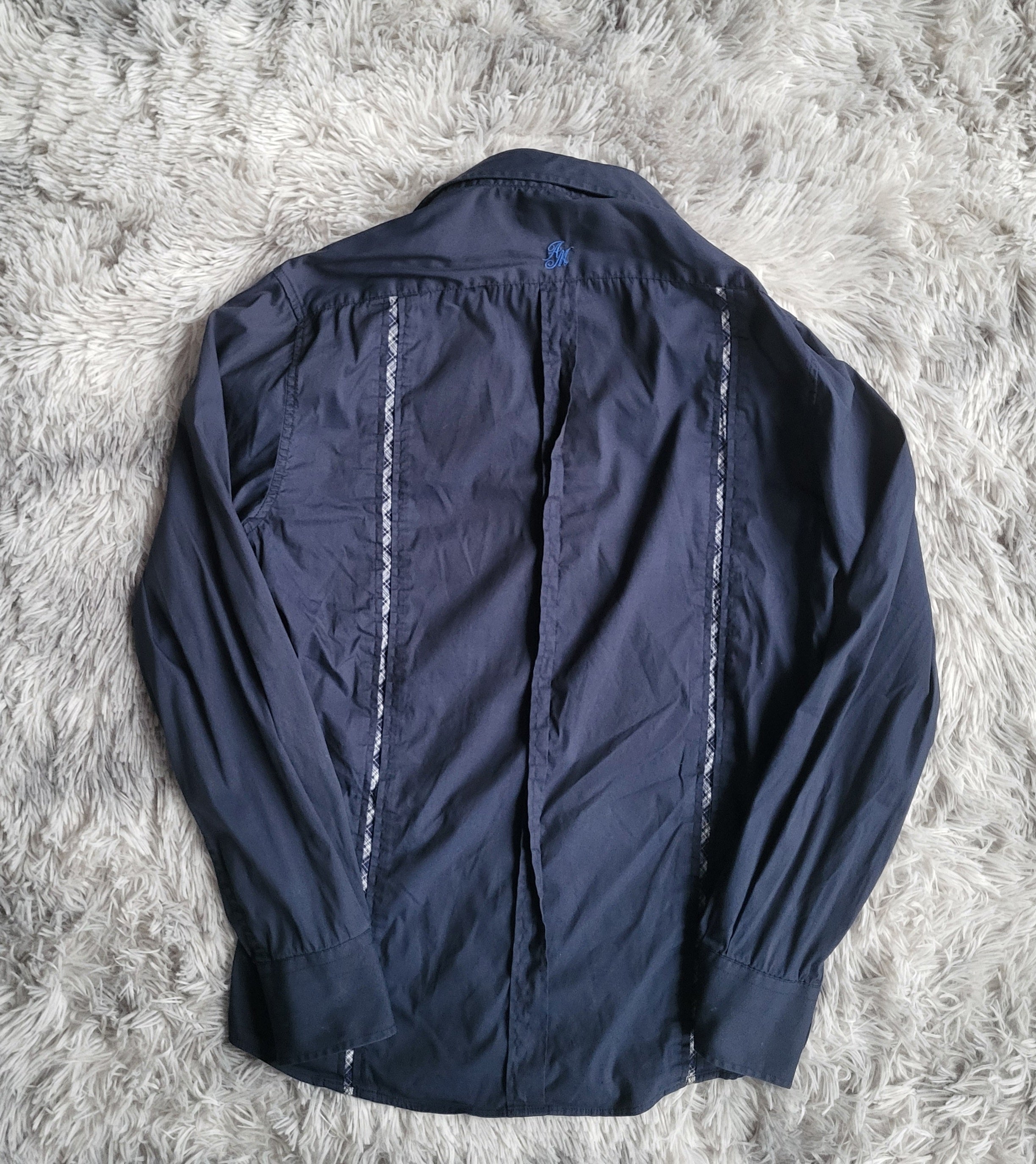 Chemise Antony Morato Black Collection Stretch Marine - Taille 50 IT (L) - Bandes Texturées Relief