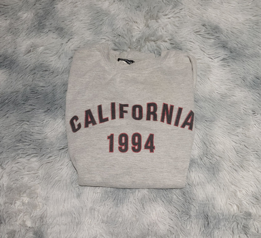 Sweat Boohoo California 1994 - Gris - Taille S (estimée)