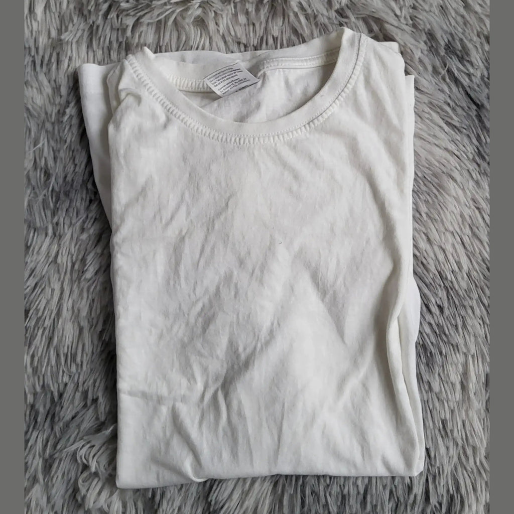 T-shirt blanc basique, taille M, sans marque visible, Fripes Sélect