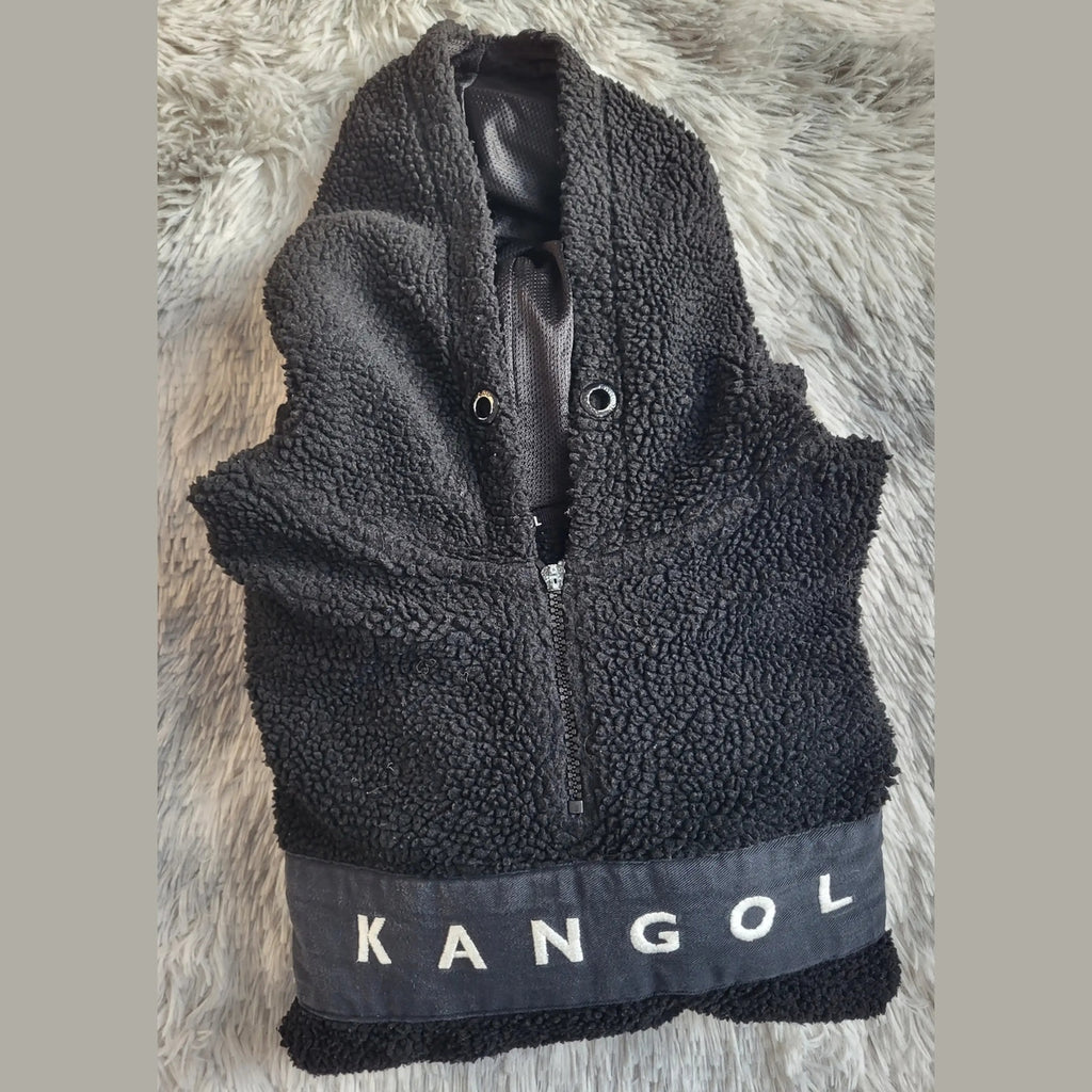 Sweat polaire noir Kangol, taille L, capuche zippée. Fripes Sélect