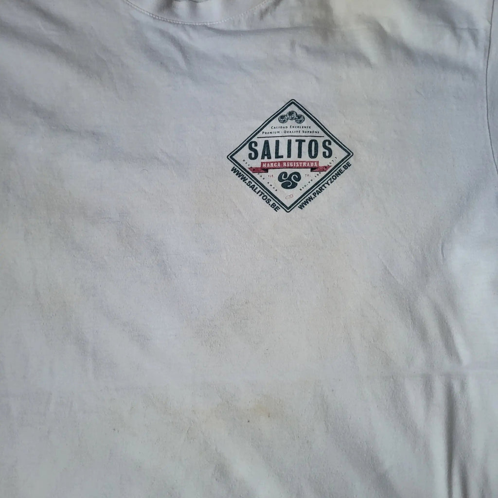 T-shirt blanc Salitos, taille XL, logo sur la poitrine. Fripes Sélect