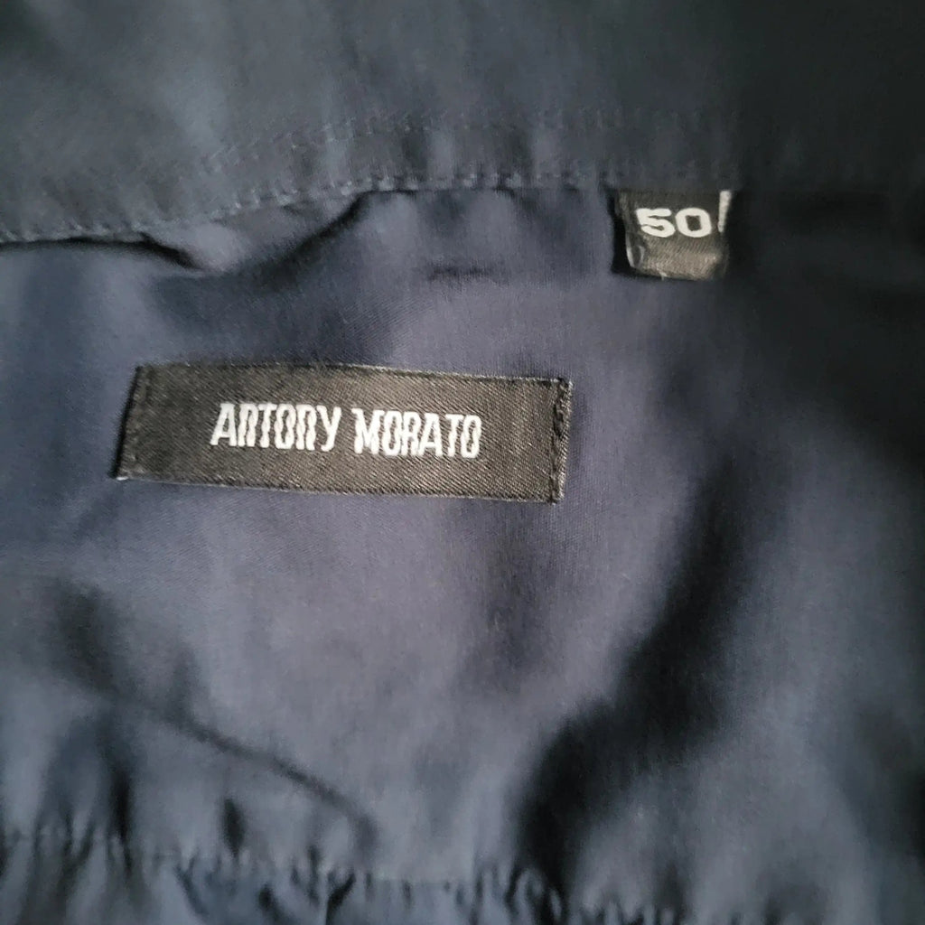 Chemise Antony Morato Black Collection Stretch Marine - Taille 50 IT (L) - Bandes Texturées Relief
