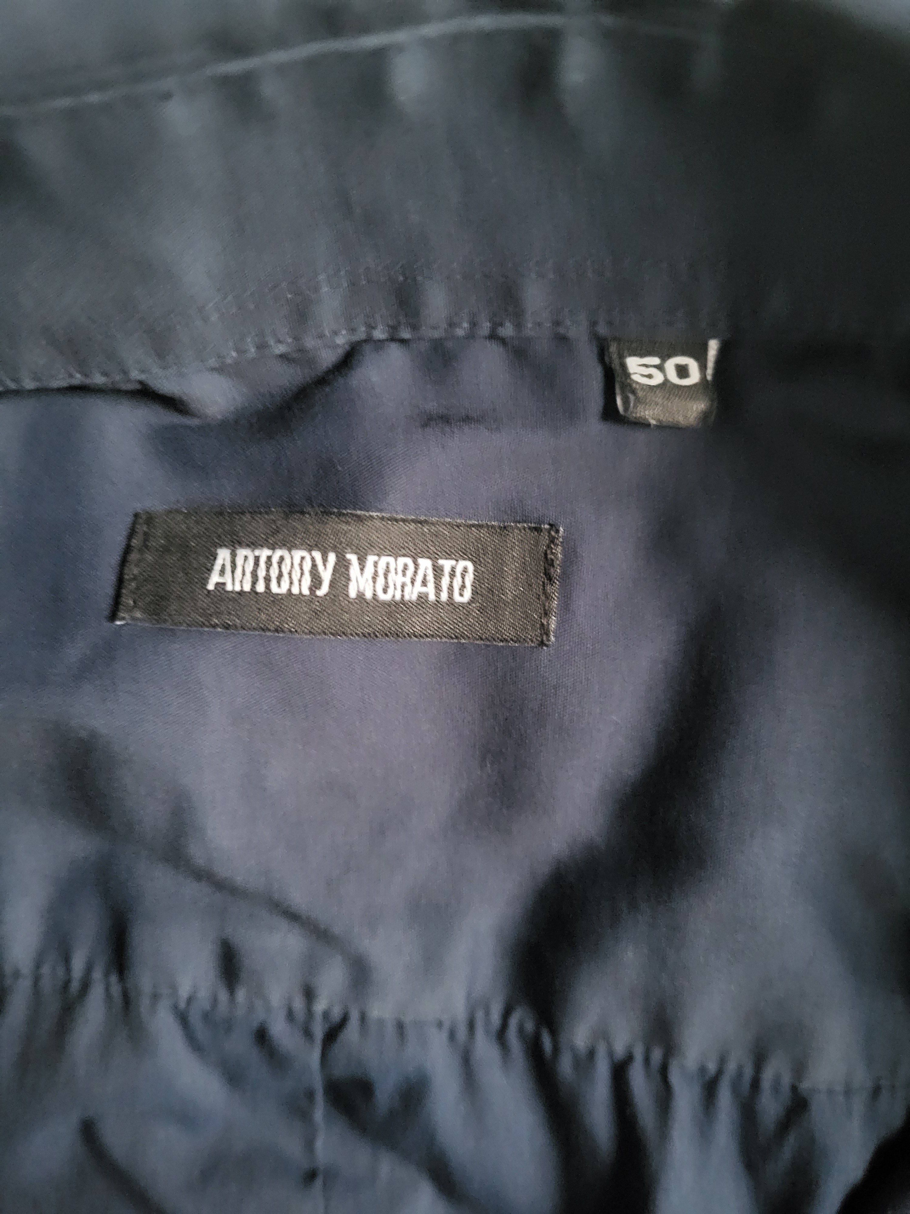 Chemise Antony Morato Black Collection Stretch Marine - Taille 50 IT (L) - Bandes Texturées Relief