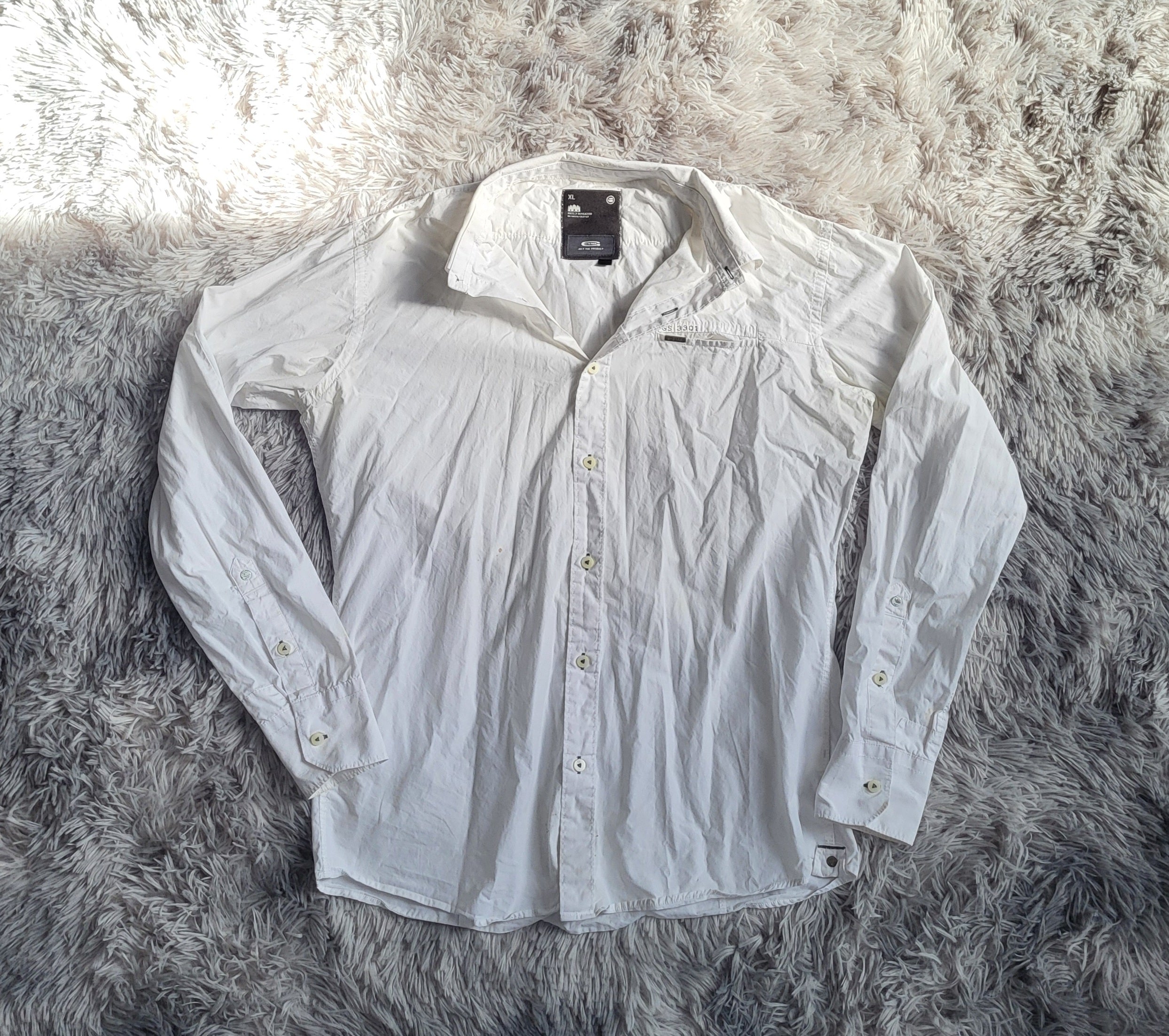 Chemise G-Star RAW GS 3301 Blanche - Taille XL - Style Workwear Workwear - À RÉPARER/CUSTOM