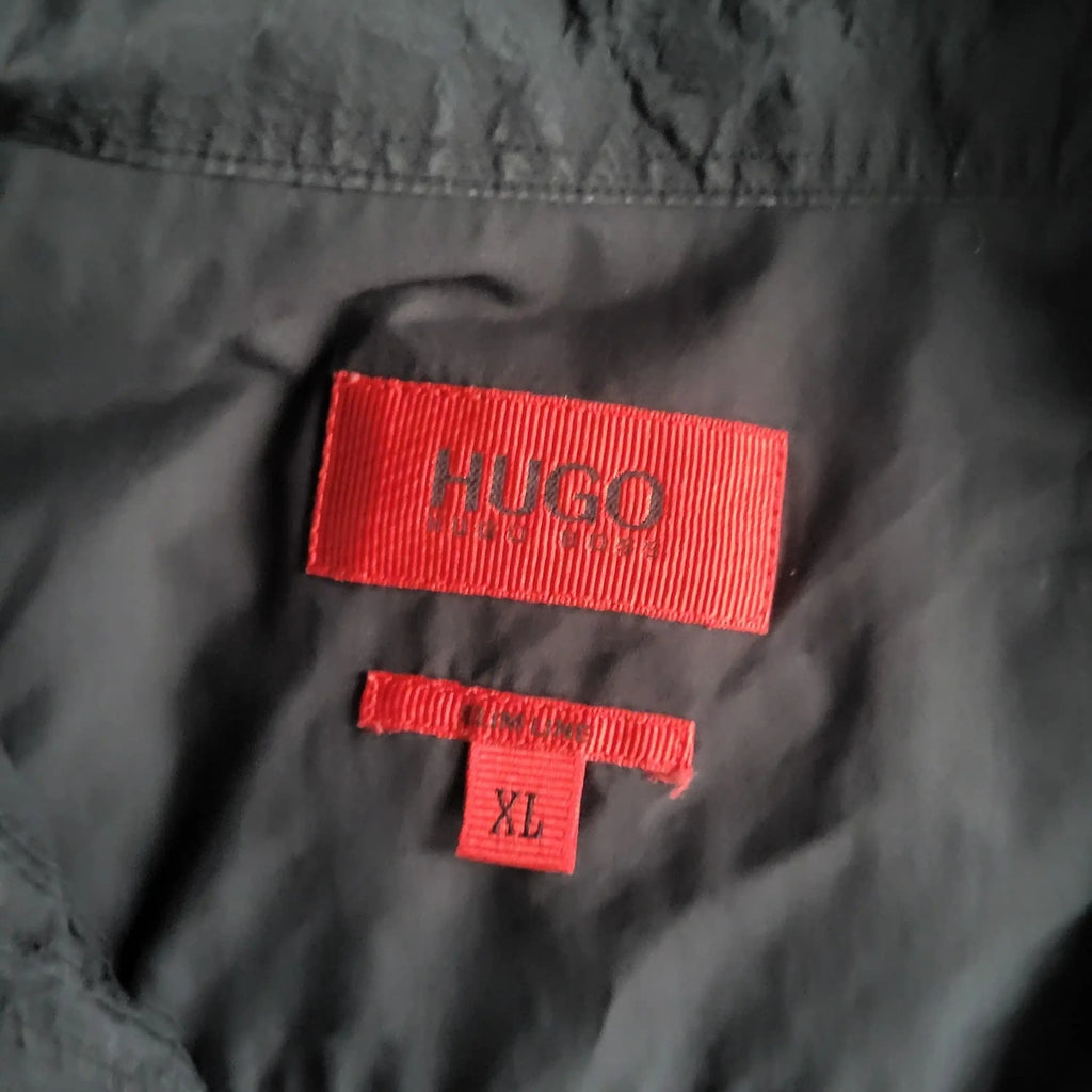 Chemise HUGO Hugo Boss Slim Fit Noire - Bande Contrastée - Taille XL - Archive Luxury - À RÉPARER