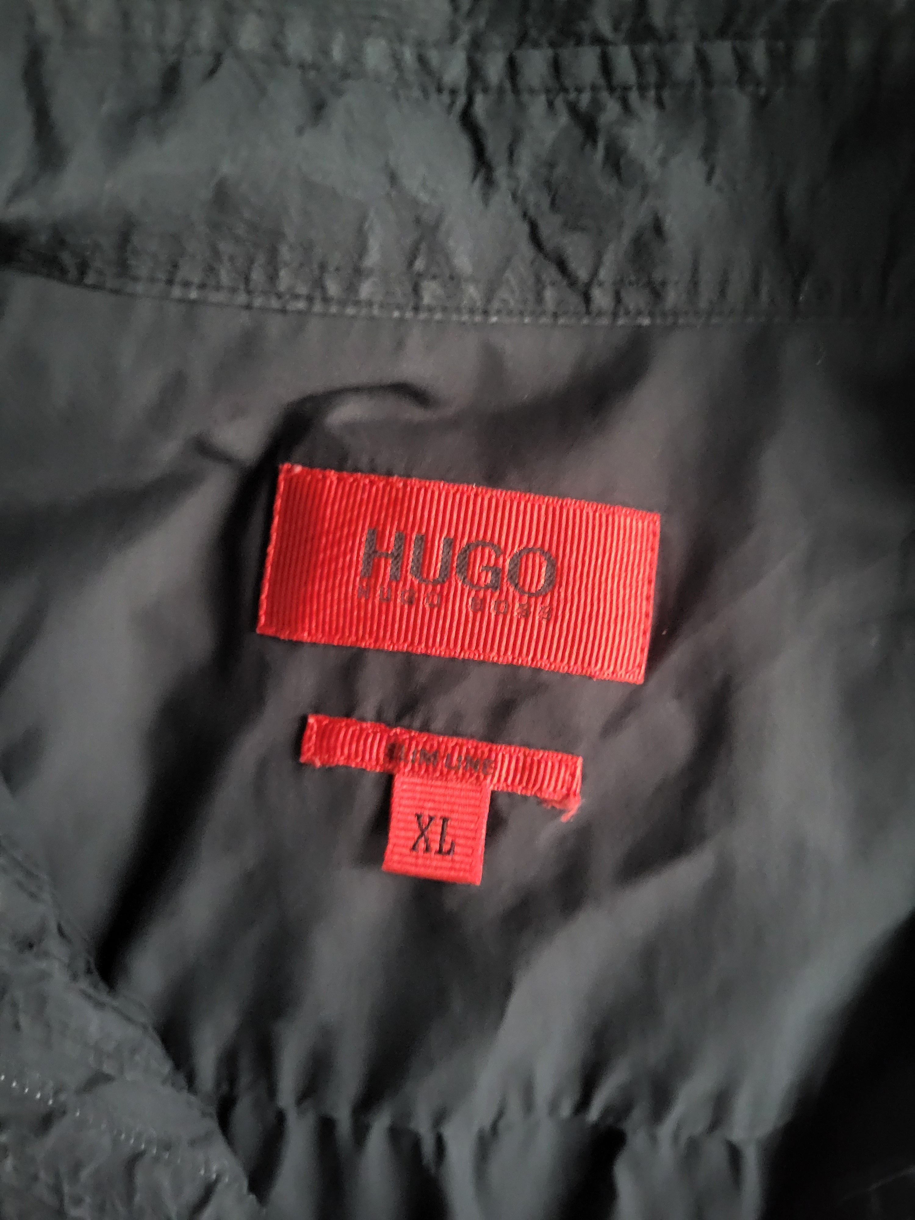 Chemise HUGO Hugo Boss Slim Fit Noire - Bande Contrastée - Taille XL - Archive Luxury - À RÉPARER