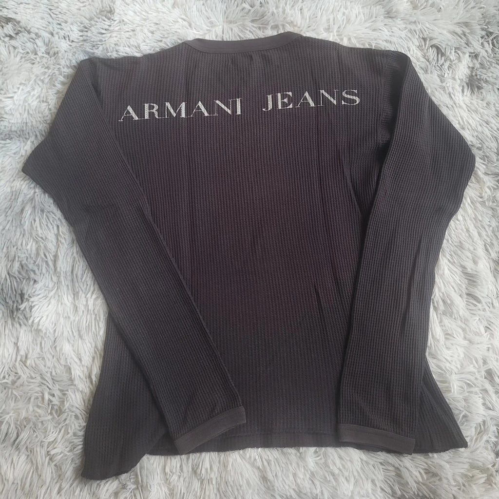 Haut Manches Longues Armani Jeans Archive Waffle Knit Vintage XL Made in Italy