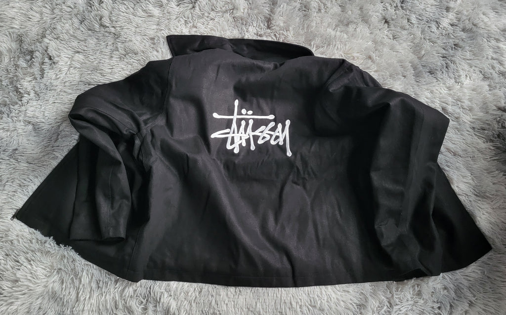 Veste Stüssy Canvas Noire Homme - Double Logo Brodé - Taille L - Neuf