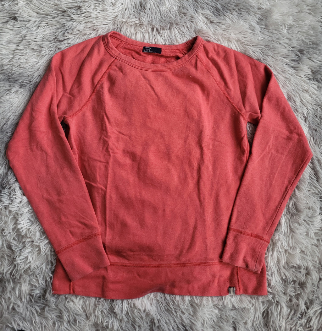 Sweatshirt Gap col rond – Rose Corail / Rouge délavé – Taille M – Manches Raglan