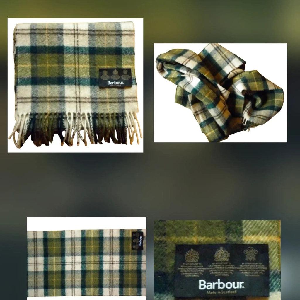 Écharpe Barbour à carreaux vert et beige, taille unique, Fripes Sélect