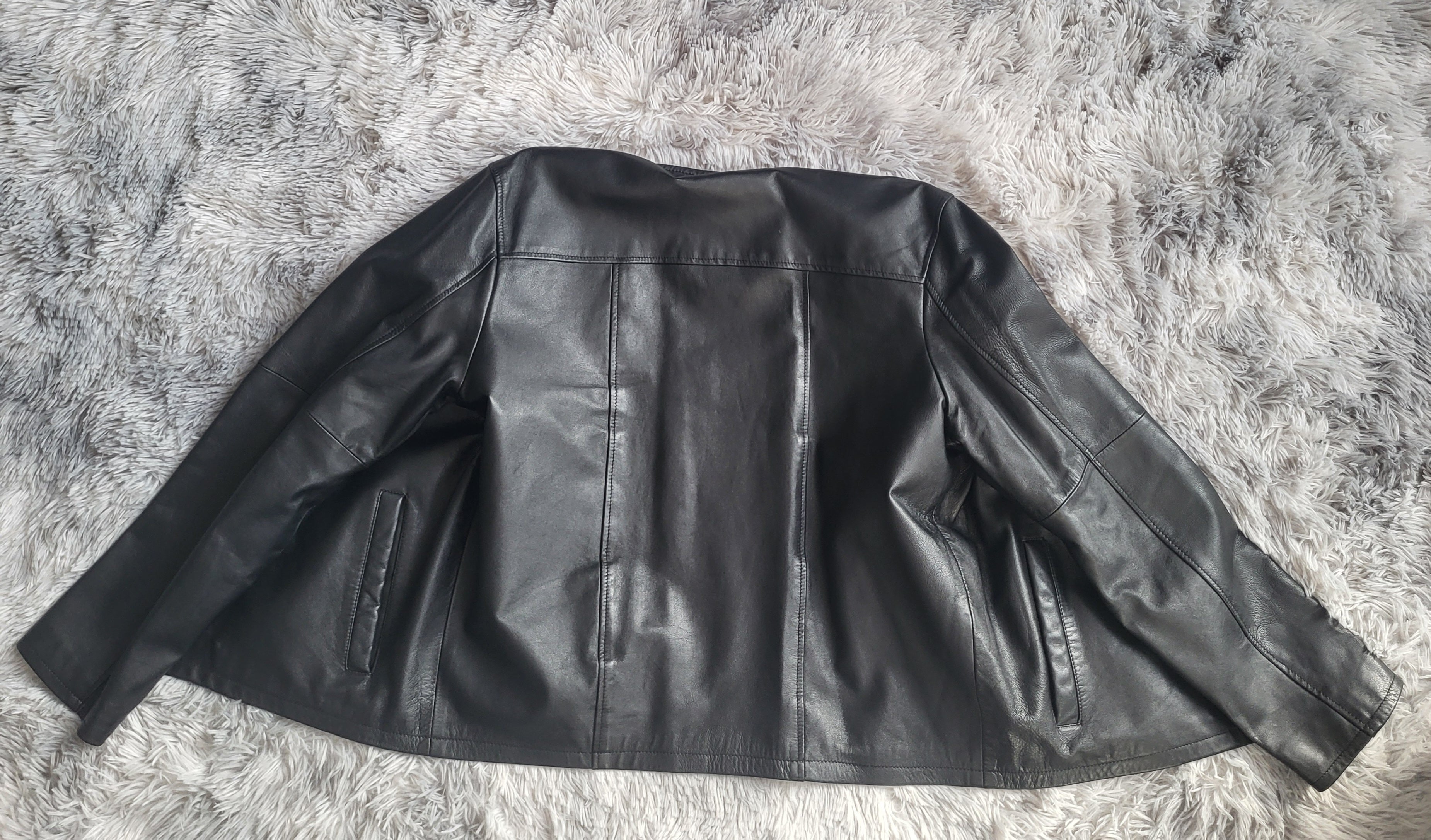 Blouson Racer Minimaliste 100% Cuir d'Agneau Nappa – Vintage Neuf – Taille L