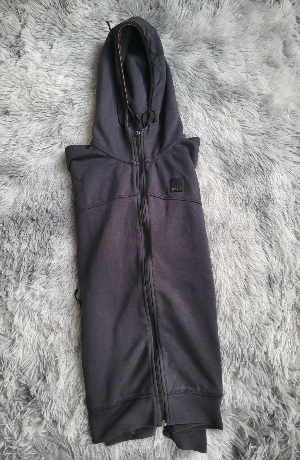 Sweat à capuche zippé Diesel Larse – Gris Foncé – Taille L – Logo embossé