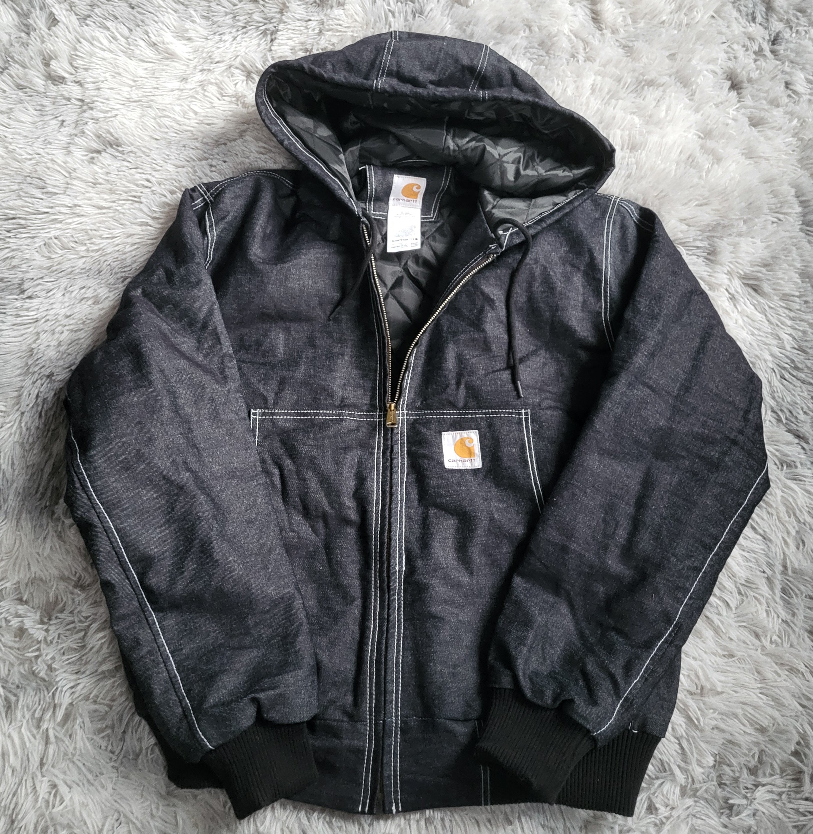 Veste Carhartt Active Jacket Denim Bleu Foncé Homme - Made in USA - Vintage - Taille L - Neuf