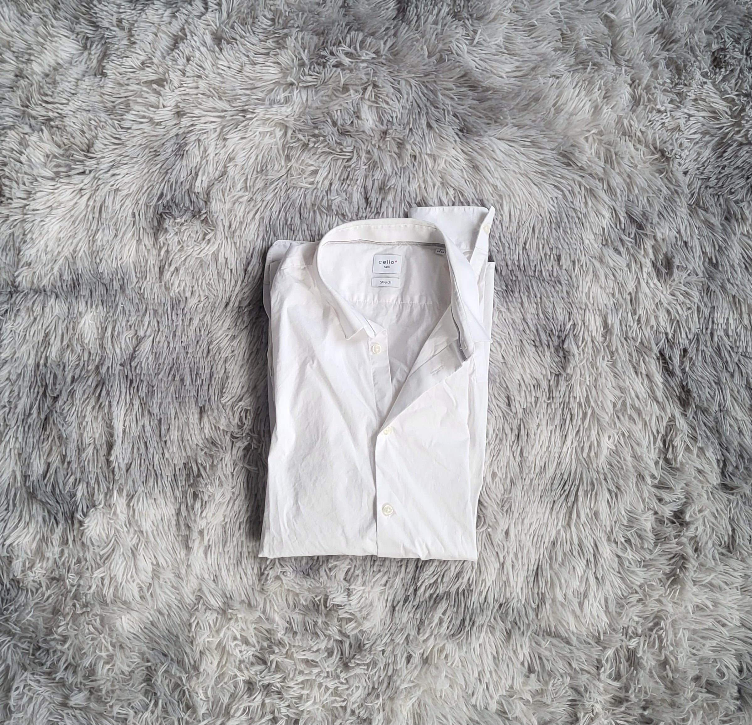 Chemise Celio Blanche Masantal - Taille L - Coupe Slim Fit - Coton Stretch Confort - Basique Homme