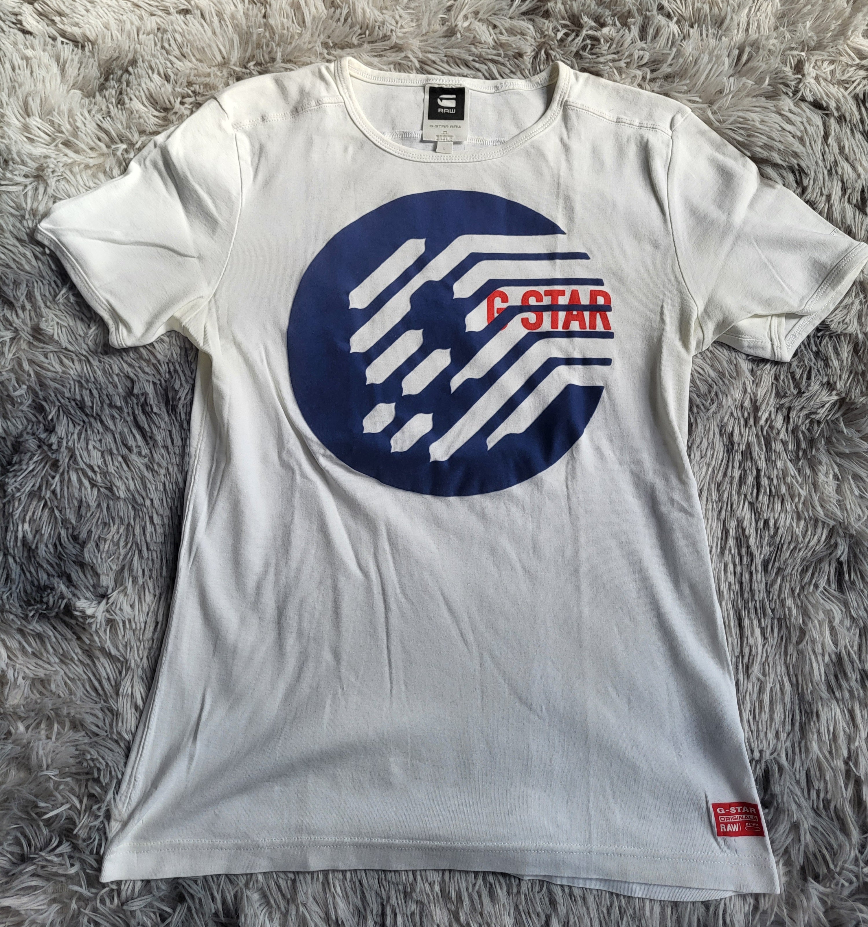 T-shirt G-Star RAW Originals Graphic 8 – Coton Bio – Taille L – Blanc Optique