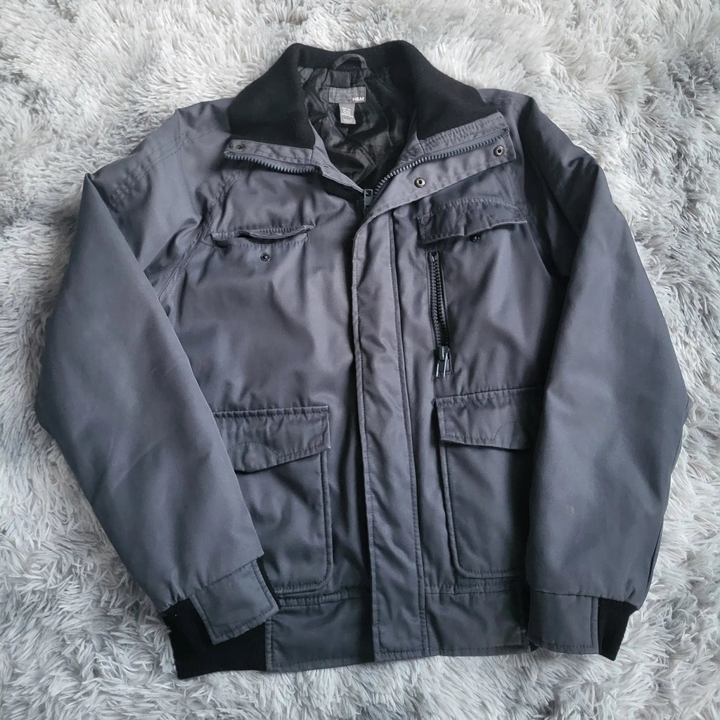 Blouson H&M Homme Workwear Matelassé – Gris Anthracite – Taille 50 (M)
