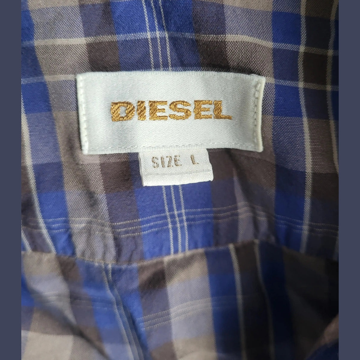 Chemise à carreaux bleue Diesel taille L Fripes Sélect