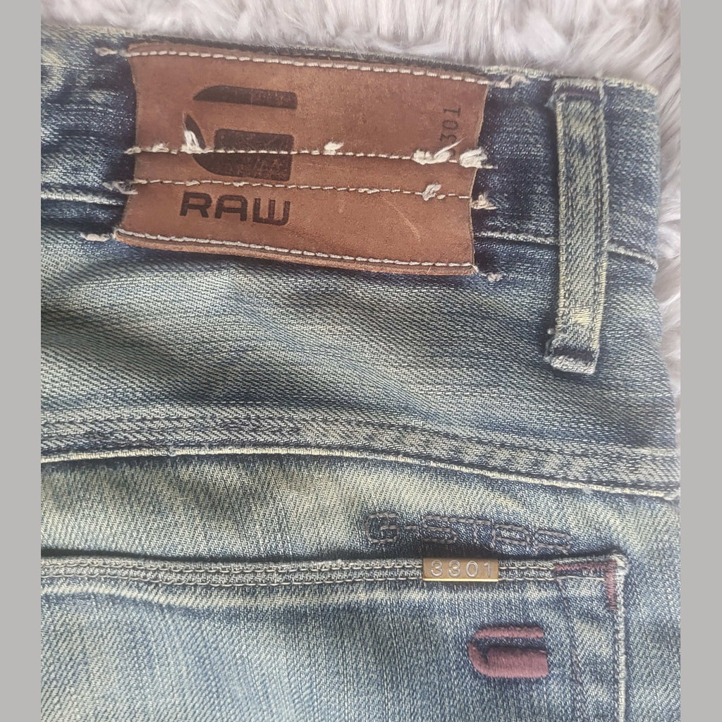 Jean G-Star RAW 3301 Homme W34 L34 Coupe Regular Tapered Délavé