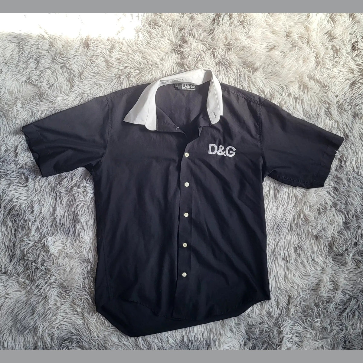 Chemise Bowling D&G Dolce & Gabbana Vintage - Noir & Col Blanc - Taille L - Archive Y2K