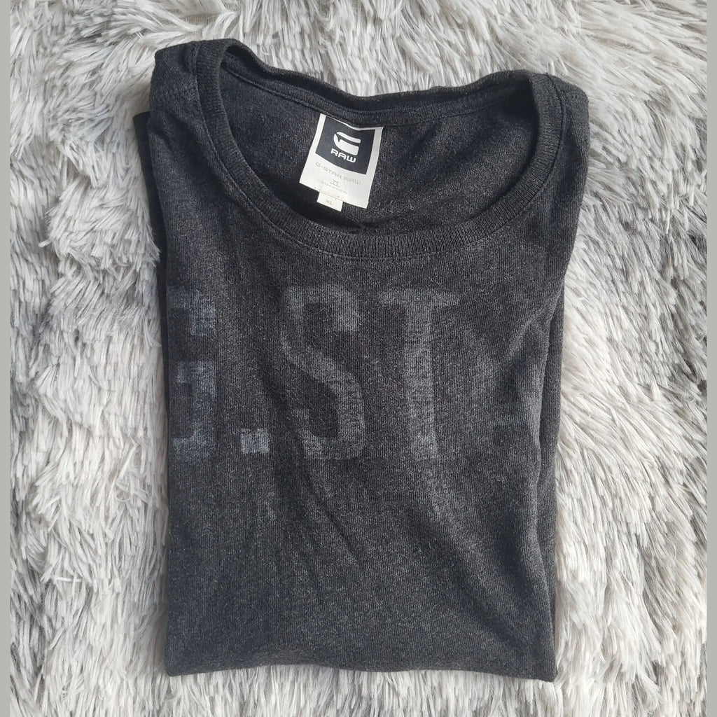 T-shirt noir G-Star RAW taille M, logo discret visible, Fripes Sélect