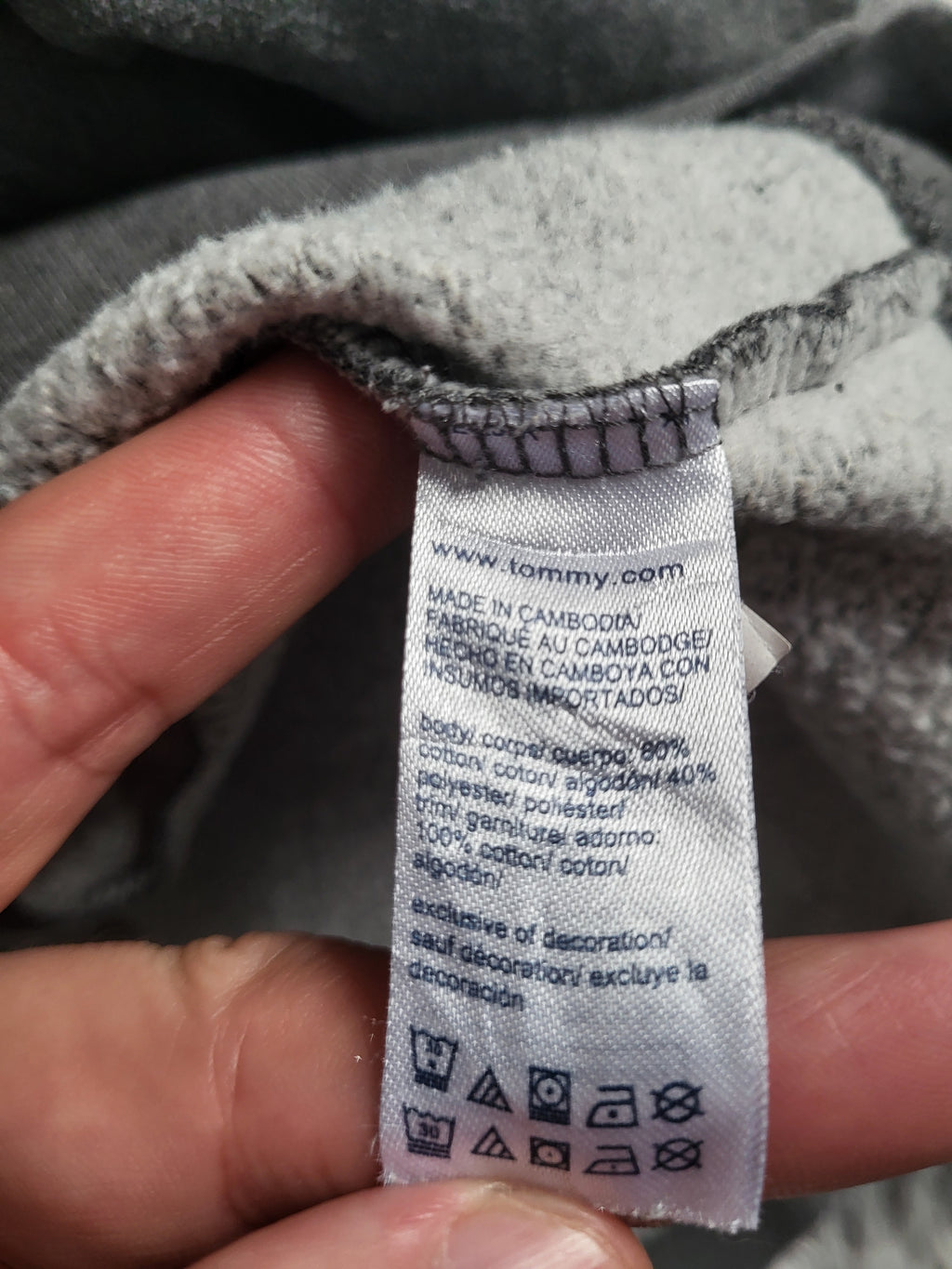 Hoodie Tommy Hilfiger Logo Taped Gris Chiné - Taille XL