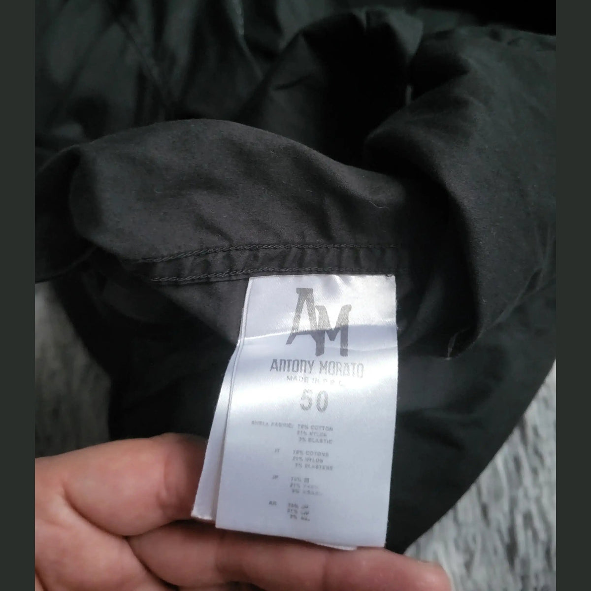 Veste noire Antony Morato taille 50, étiquette visible, Fripes Sélect