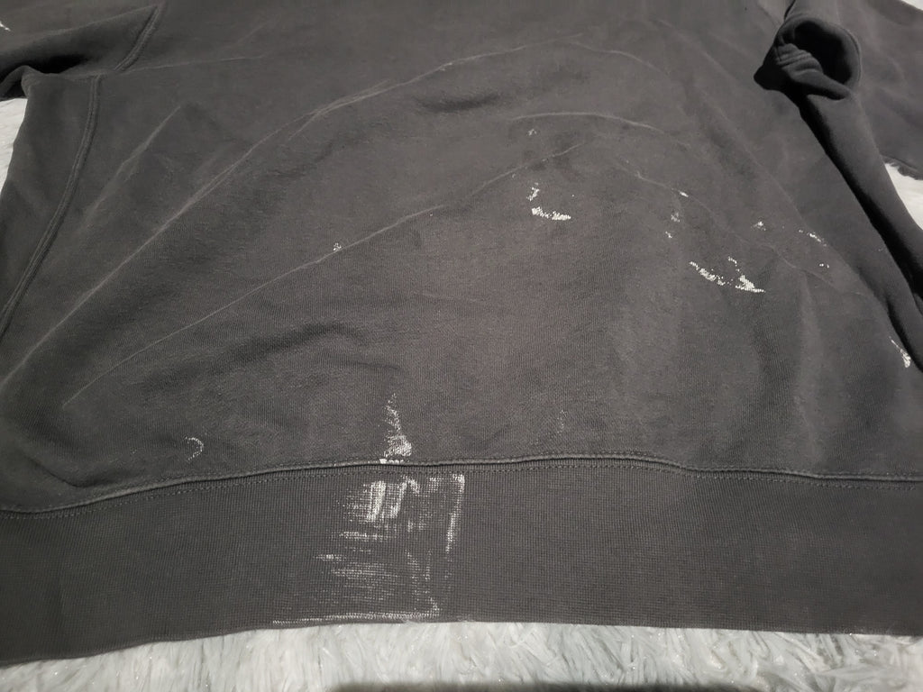 Sweat à Capuche Nike Noir – Style Workwear Distressed – Taille L – Idéal Upcycling / Grunge