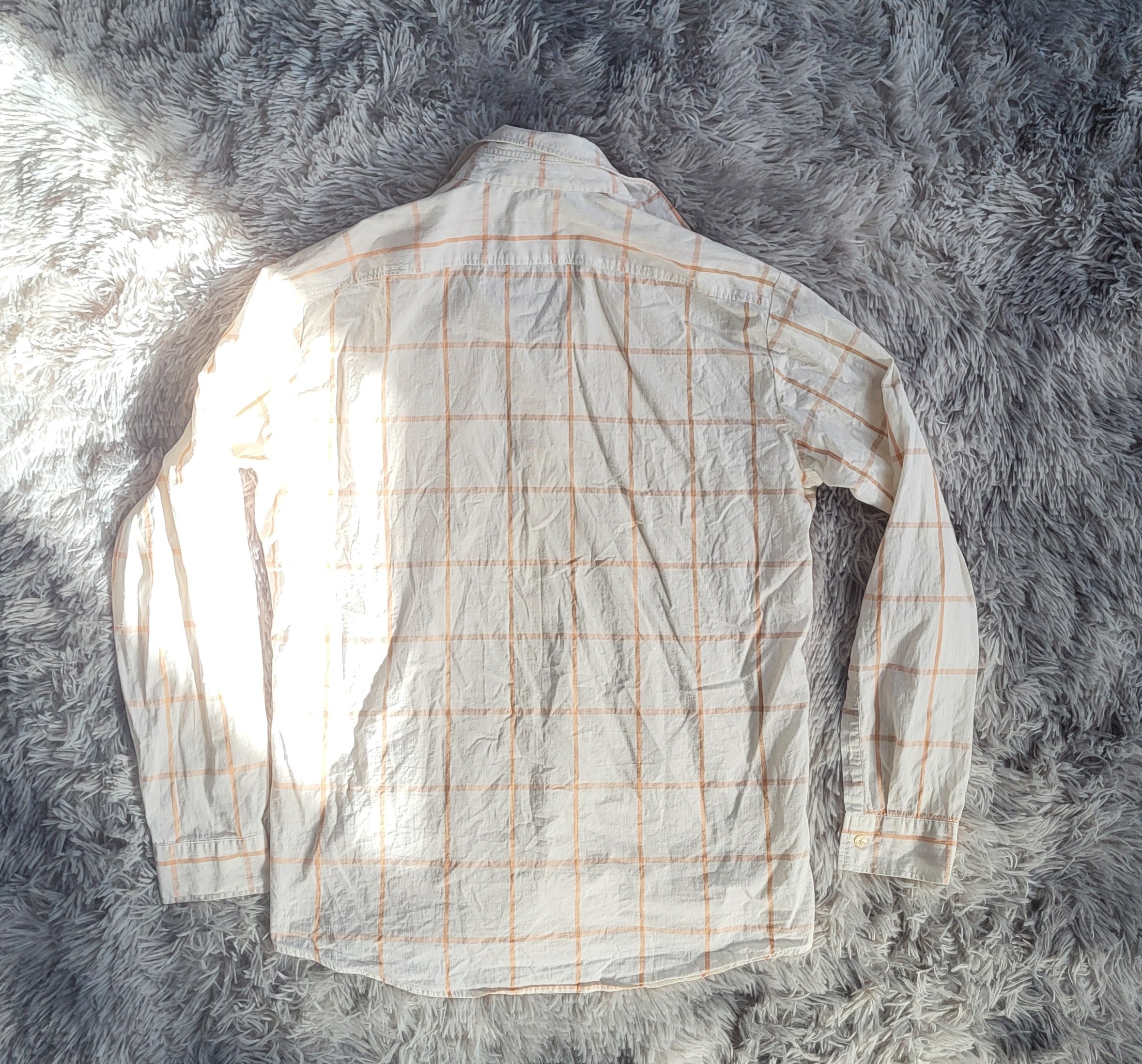 Chemise BOSS Black Vintage 2007 - Carreaux Orange & Écru - Taille M - Archive Luxe