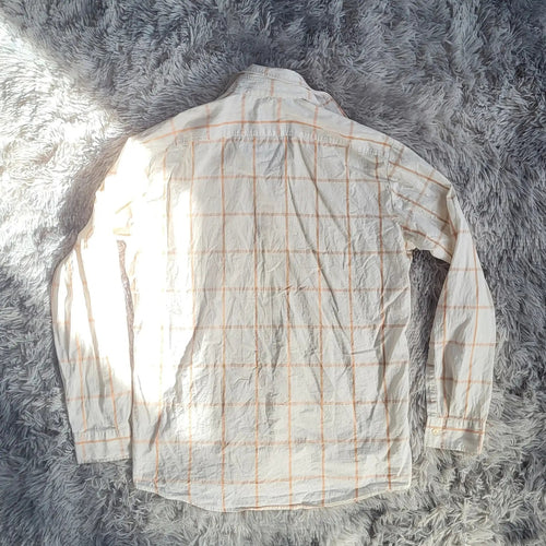 Chemise BOSS Black Vintage 2007 - Carreaux Orange & Écru - Taille M - Archive Luxe