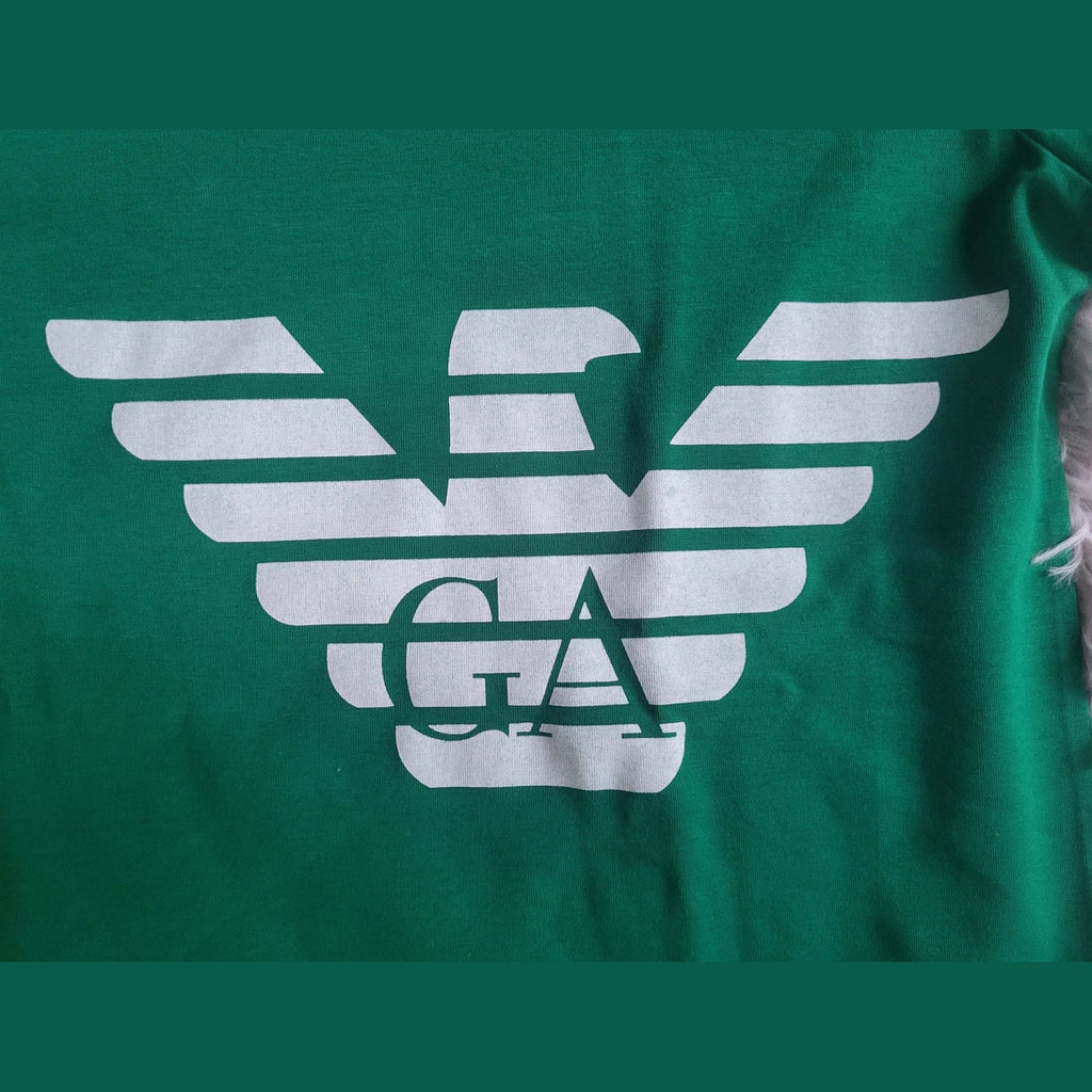 T-shirt vert Emporio Armani, logo blanc, taille non indiquée, Fripes Sélect