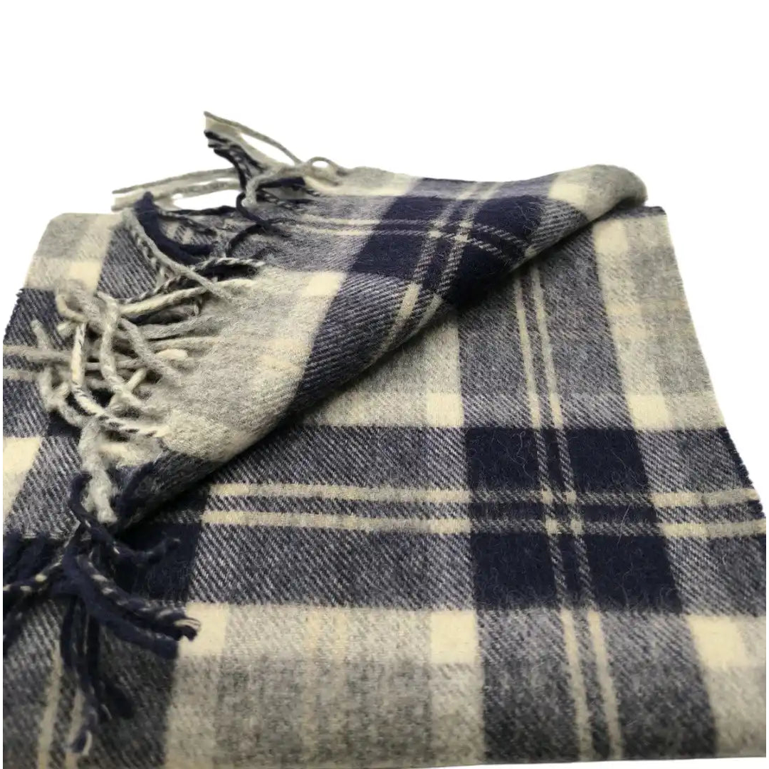 Écharpe à carreaux bleu marine et gris, taille unique, Fripes Sélect