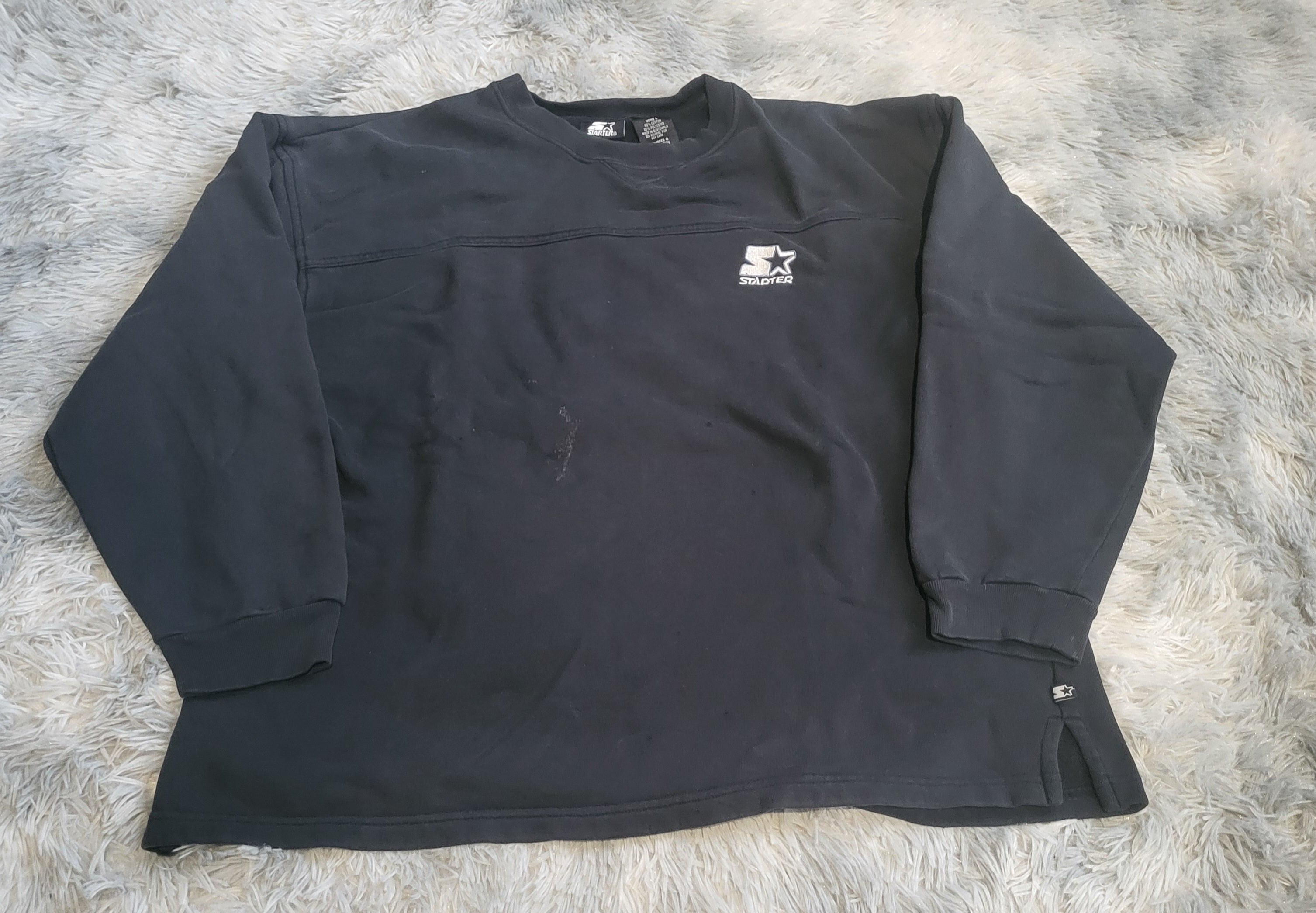 Sweat Vintage Starter 90s – Noir – Taille L – Broderie Logo – Streetwear Authentique