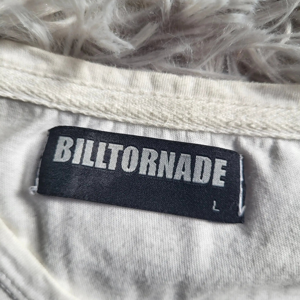 T-shirt Billtornade blanc taille L, col rond visible, Fripes Sélect