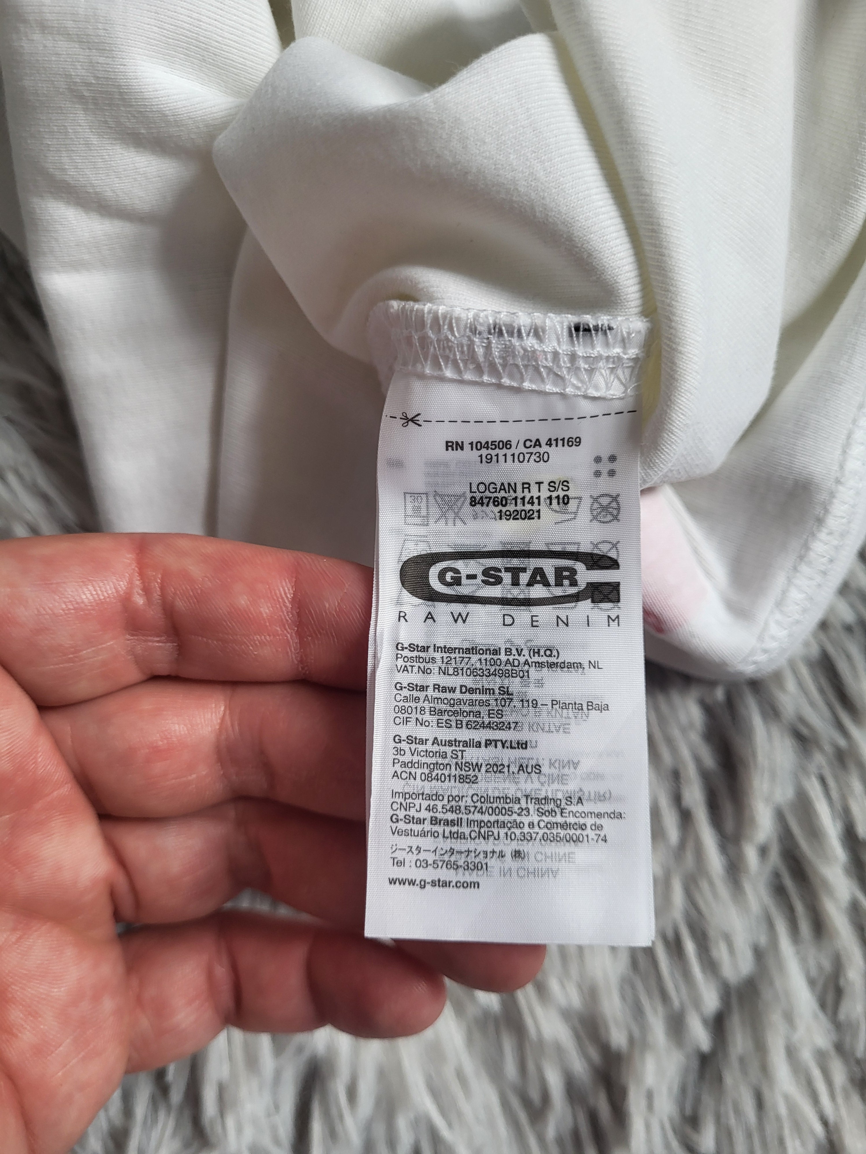 T-shirt G-Star RAW Originals Graphic 8 – Coton Bio – Taille L – Blanc Optique