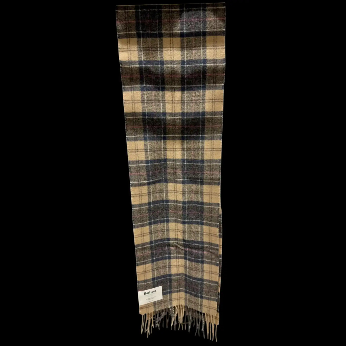 Écharpe Barbour à carreaux, coloris beige dominant, taille unique. Fripes Sélect