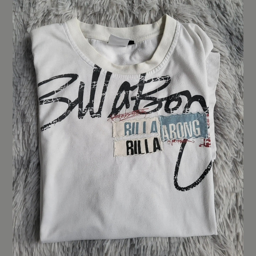 T-shirt Billabong Vintage Y2K – Logo Script & Graphique – Taille M – 100% Coton