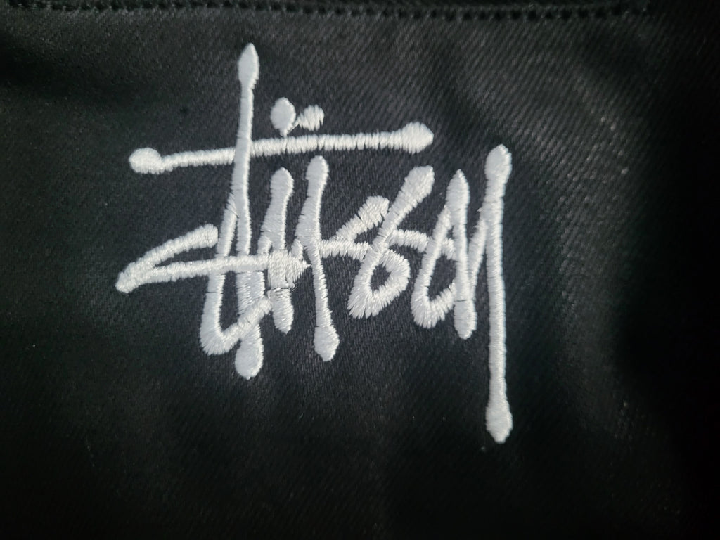 Veste Stüssy Canvas Shop Jacket Noire - Double Logo Brodé (Avant & Dos)Homme  - Style 118481 - Taille M - Neuf