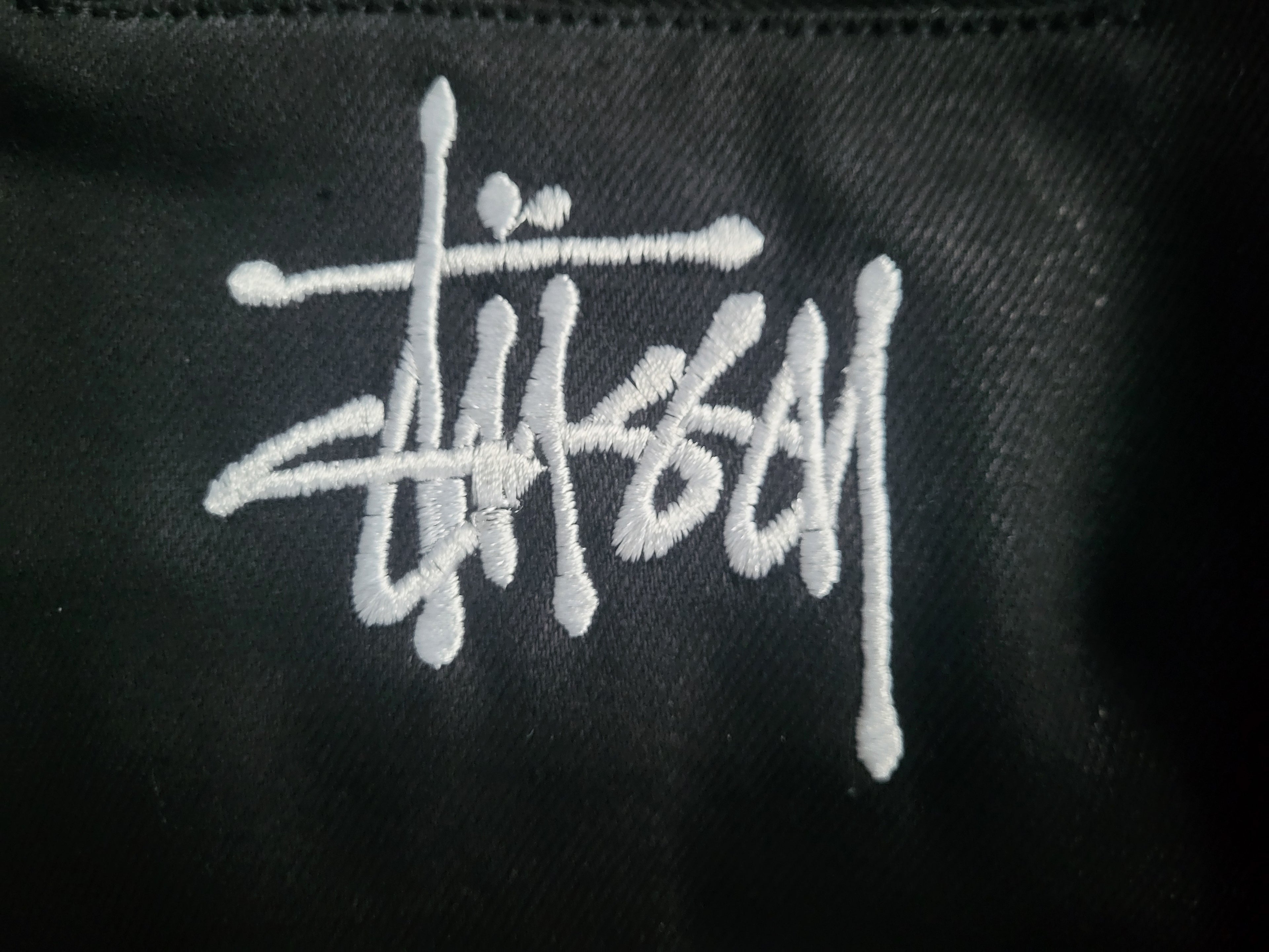 Veste Stüssy Canvas Shop Jacket Noire - Double Logo Brodé (Avant & Dos)Homme  - Style 118481 - Taille M - Neuf
