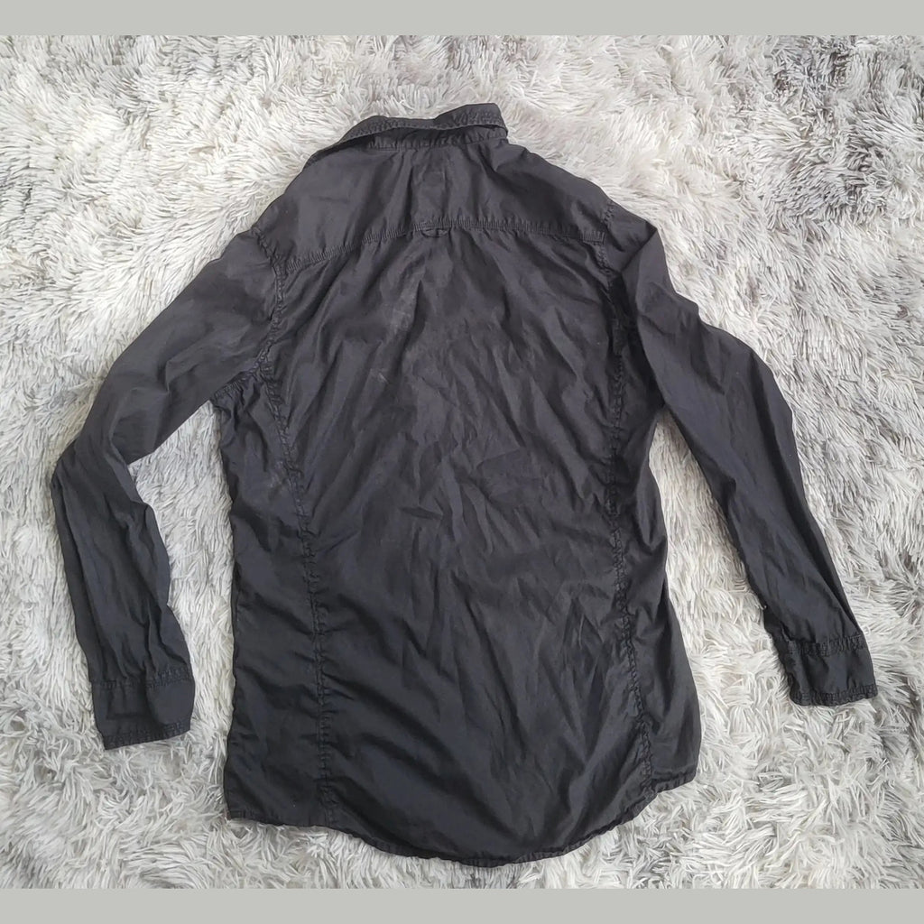 Chemise Energie Vintage Y2K Noire - Style Militaire - Taille XL - Idéal Custom ou Teinture