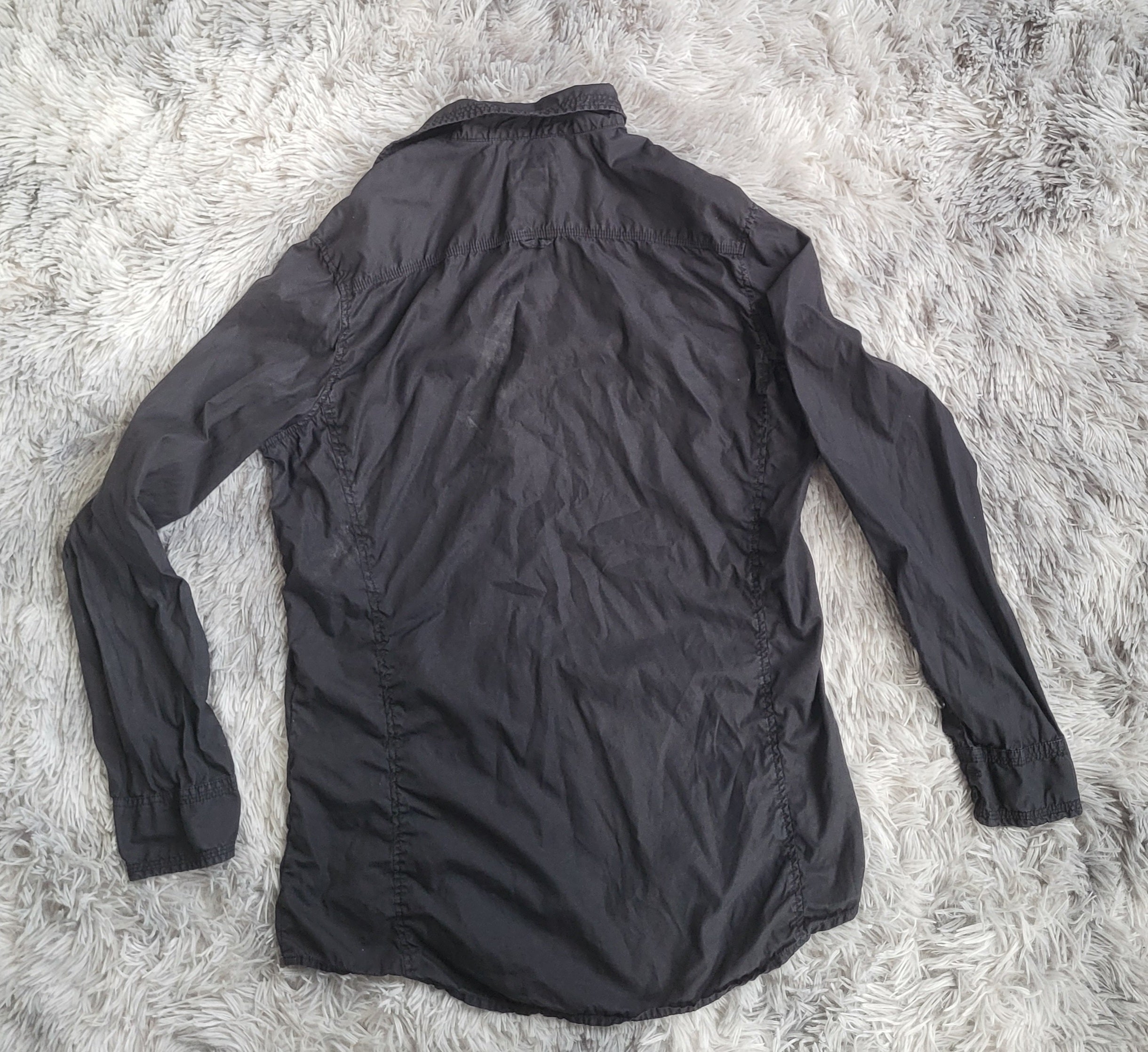 Chemise Energie Vintage Y2K Noire - Style Militaire - Taille XL - Idéal Custom ou Teinture