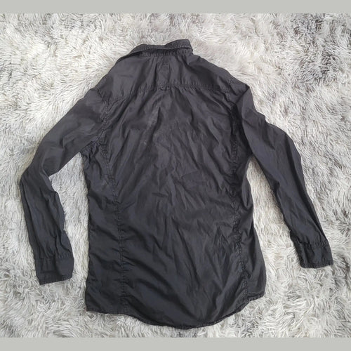 Chemise Energie Vintage Y2K Noire - Style Militaire - Taille XL - Idéal Custom ou Teinture